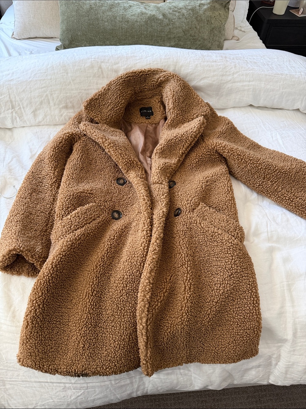 Timing Camel Brown Teddy Peacoat Jacket